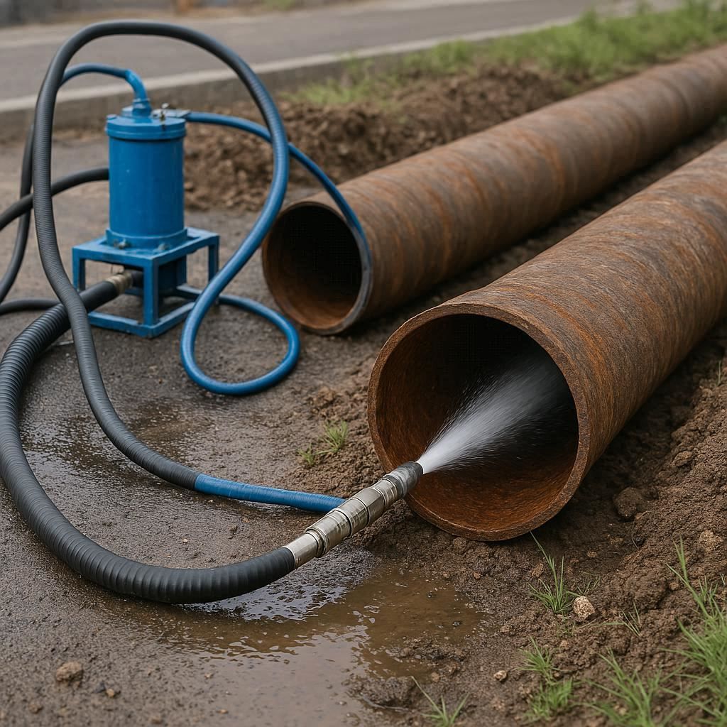 Гидродинамическая прочистка водопроводных труб в Шлиссельбурге